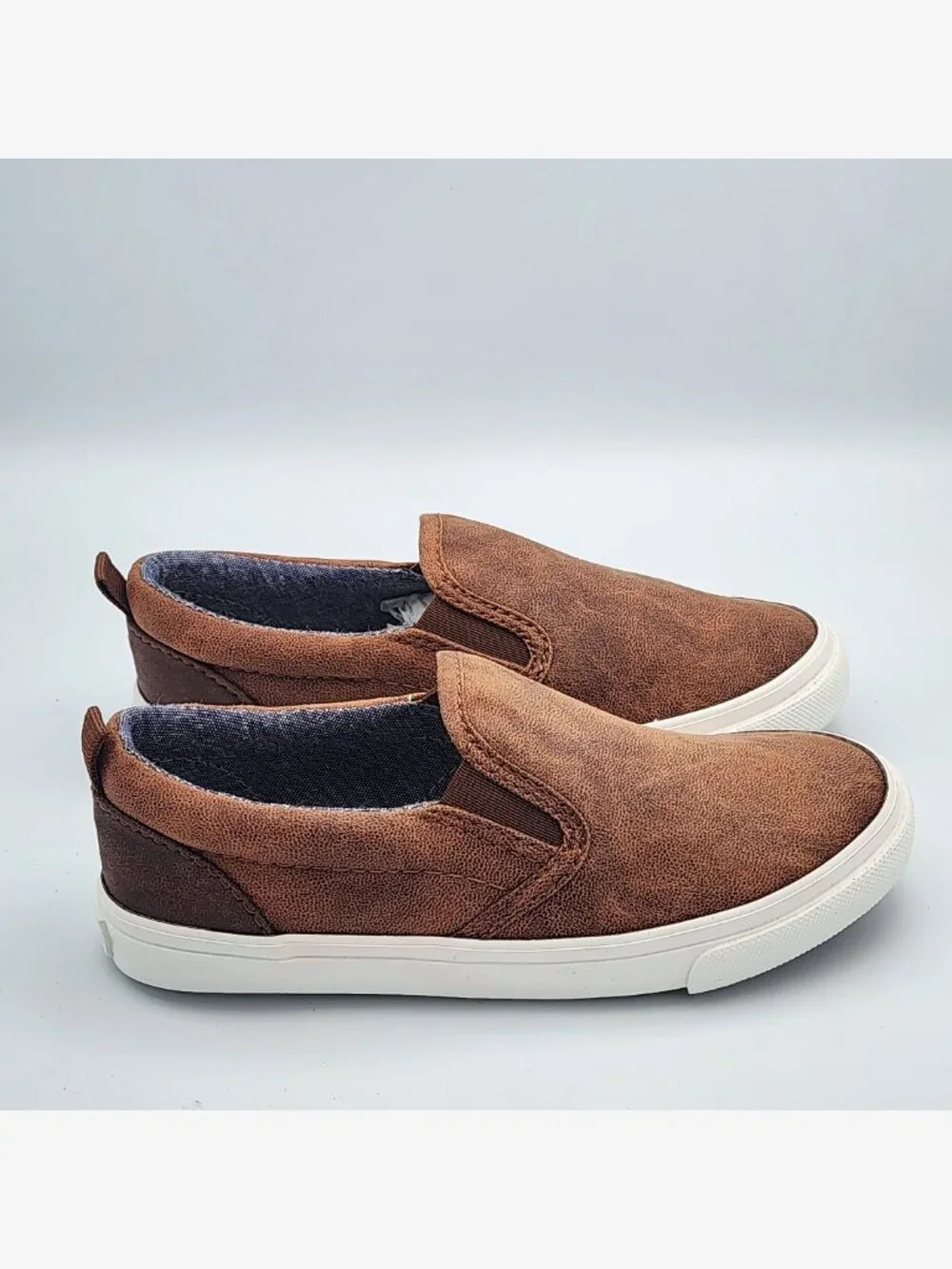 Brown Leather Slip-On Sneakers | Kid's 9
